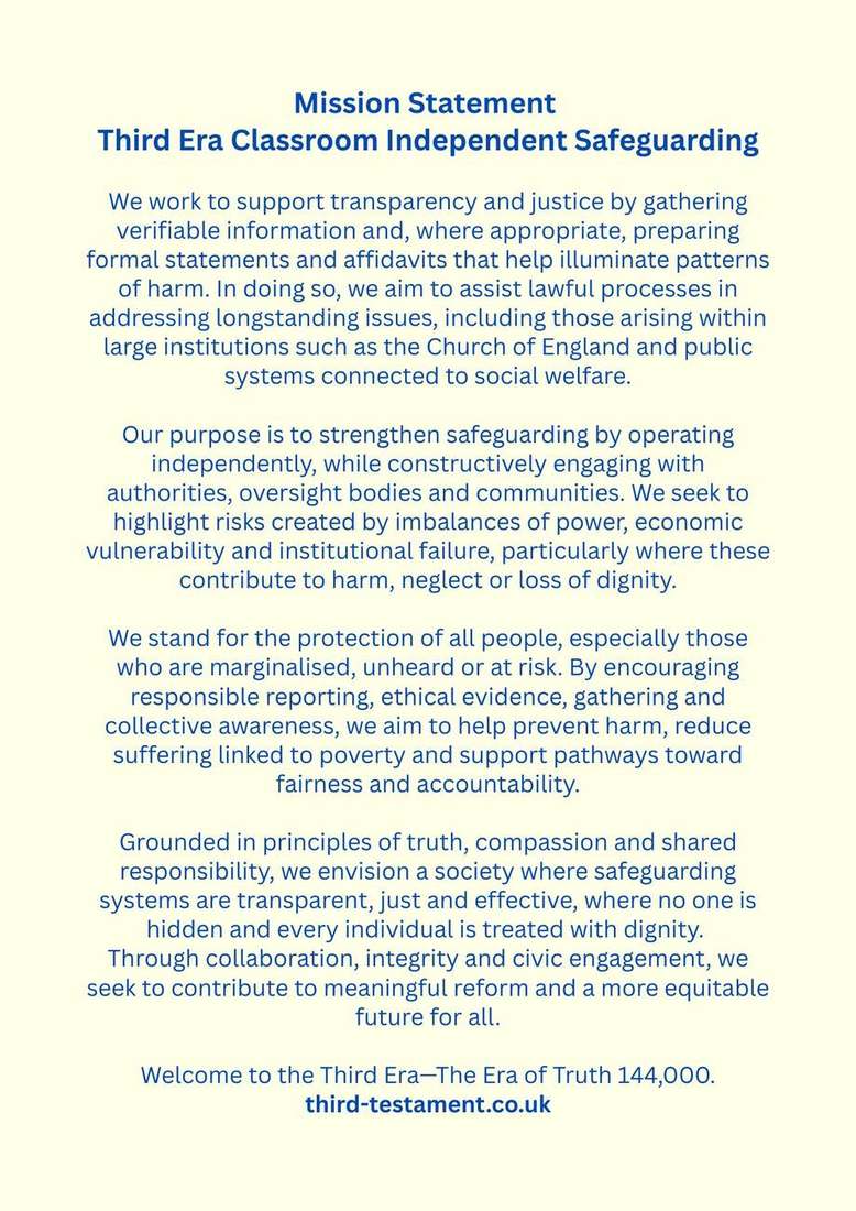 Mission statement, The Third Era Classroom Independent Safeguarding